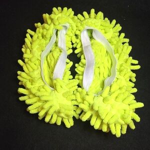 Microfiber Chenille Floor Cleaning Slippers - Neon Yellow